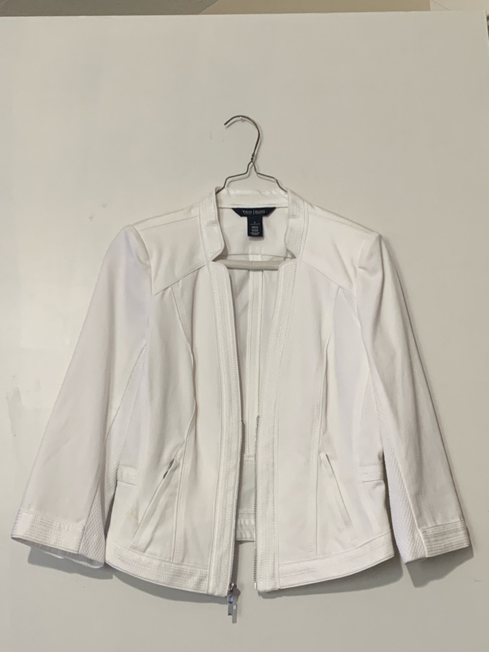 White House Black Market Women's White Open-Front Jacket